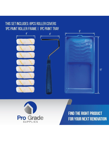 Kit de Pintura Pro Grade 10 Piezas con Rodillo Mini 4"