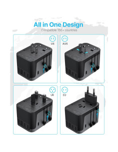 Adaptador de Viaje Universal VINTAR 30W con 6 Puertos USB 2