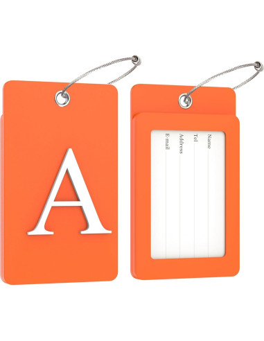 Etiquetas de Equipaje Gostwo 2 Piezas Naranja Letra A 10.16x6.35cm