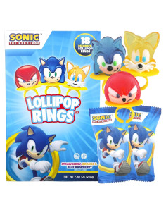 Anillos de Lollipop Sonic the Hedgehog - 18 Caramelos Temáticos