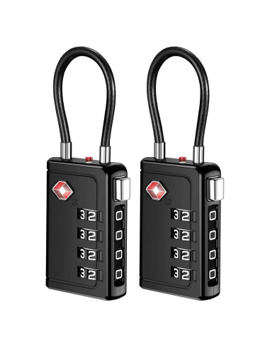 Candados de Viaje TSA Puroma 2 Piezas Negro 4 Dígitos