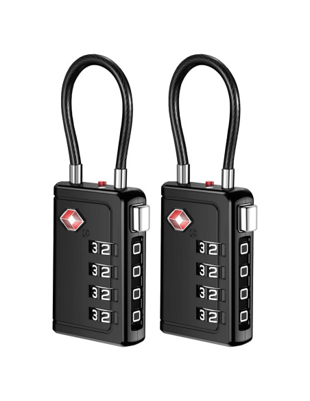 Candados de Viaje TSA Puroma 2 Piezas Negro 4 Dígitos