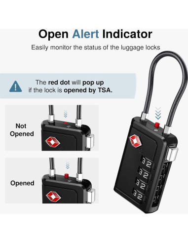 Candados de Viaje TSA Puroma 2 Piezas Negro 4 Dígitos