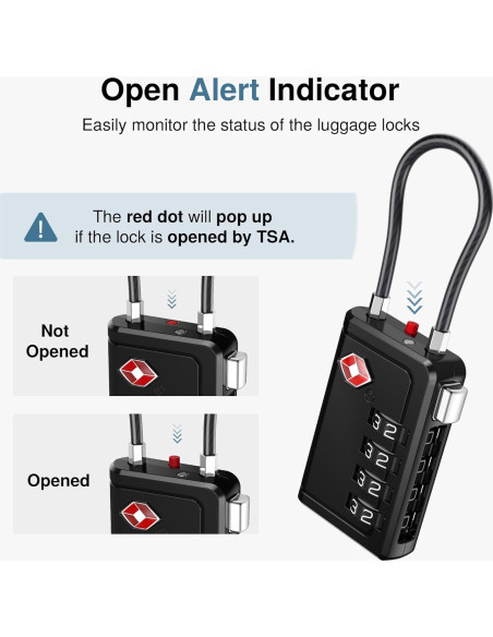 Candados de Viaje TSA Puroma 2 Piezas Negro 4 Dígitos