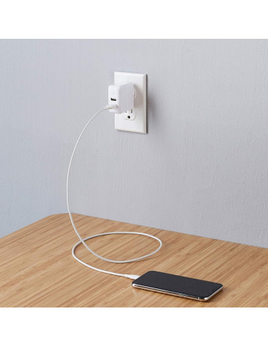 Cargador de Pared USB-A 24W Amazon Basics Blanco