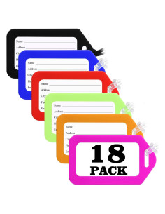 18 Etiquetas de Equipaje Sodsay Multicolor PVC Duraderas