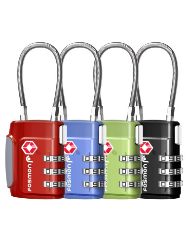Candados de Equipaje TSA Fosmon - Paquete de 4 Multicolor