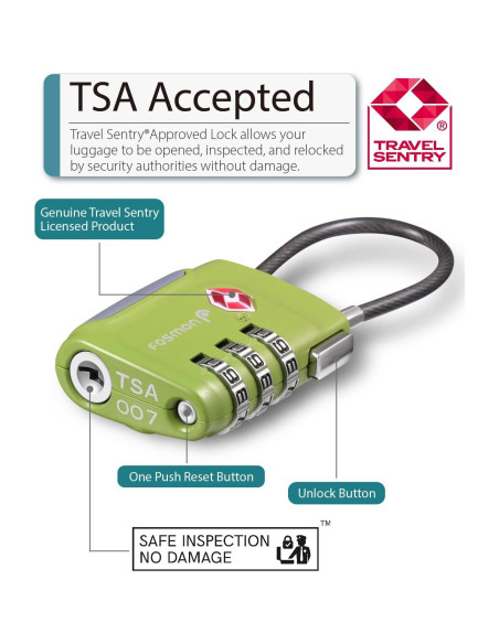 Candados de Equipaje TSA Fosmon - Paquete de 4 Multicolor