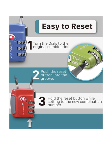 Candados de Equipaje TSA Fosmon - Paquete de 4 Multicolor