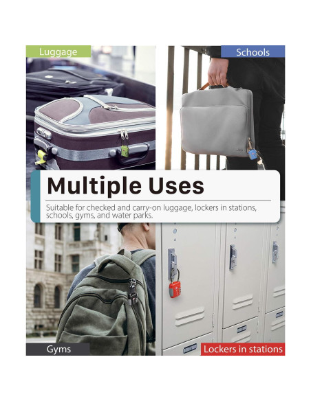 Candados de Equipaje TSA Fosmon - Paquete de 4 Multicolor