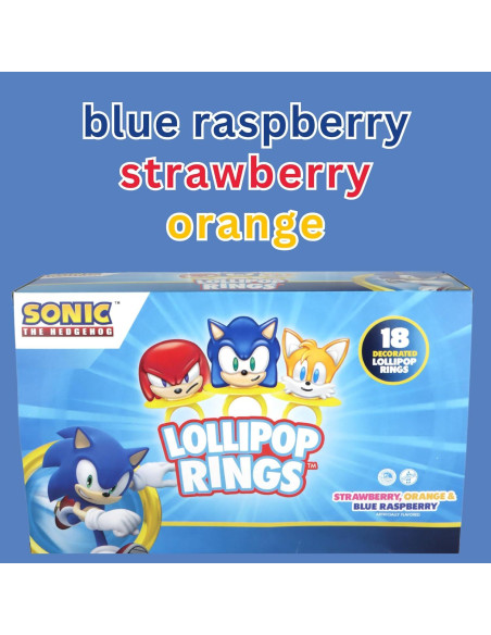 Anillos de Lollipop Sonic the Hedgehog - 18 Caramelos Temáticos
