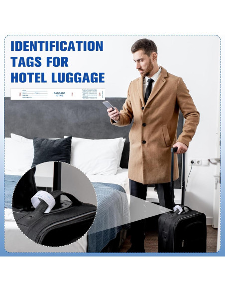 1000 Etiquetas de Identificación de Equipaje Feifeiya Blancas