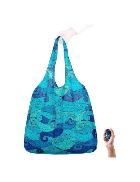 Bolsa Tote XL Nanobag Olas Azules - Ecológica y Reutilizable Bolsa Tote XL Nanobag Olas Azules - Ecológica y Reutilizable