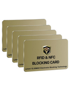 Tarjetas RFID SaiTech IT - Paquete de 5 Protege Cartera Dorado