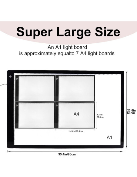 Caja de Luz A1 VKTEKLAB Extra Grande 90x60 cm con Adaptador
