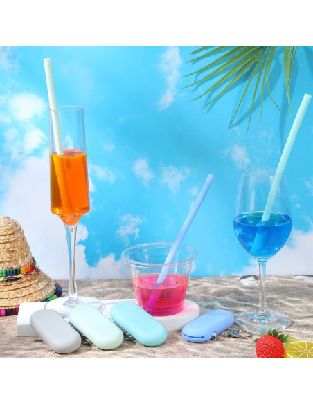 Pajitas de Silicona Reutilizables Meanplan con Estuche 4 Piezas