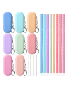 Pajitas de Silicona Reutilizables Meanplan - 8 Piezas con Estuche