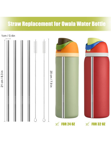 Popotes de Acero Inoxidable Reutilizables XZESH para Botella Owala 24-32 oz