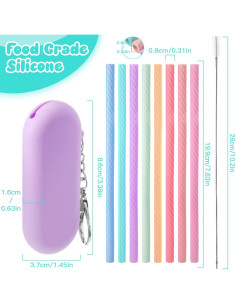 Pajitas de Silicona Reutilizables Meanplan - 8 Piezas con Estuche 2