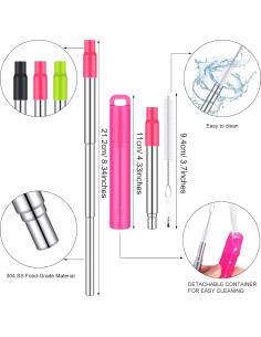 Popotes Metálicos Reutilizables Gejoy 12 Piezas con Estuche 2