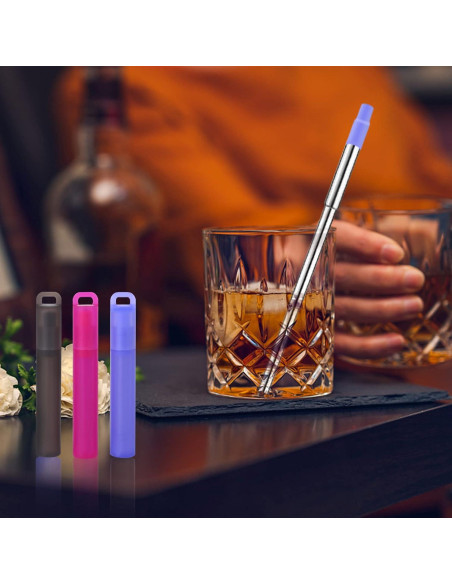 Pajitas de Metal Reutilizables NAIVELY 3 Paquetes con Cepillo