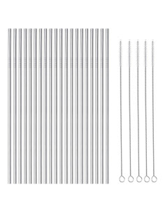 Juego de 25 Popotes de Acero Inoxidable OKGD 22.9 cm Reutilizables