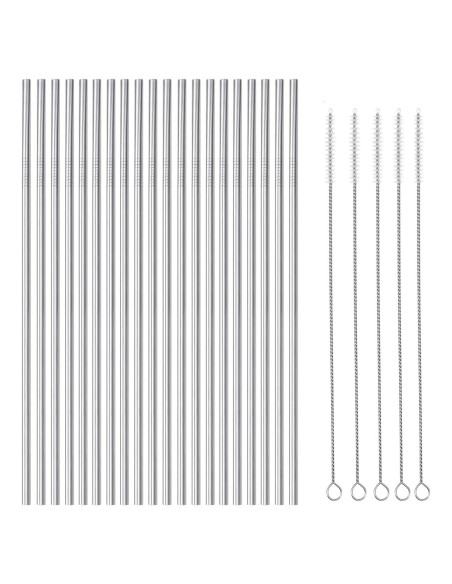 Juego de 25 Popotes de Acero Inoxidable OKGD 22.9 cm Reutilizables