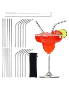 Popotes de Acero Inoxidable Reutilizables BGMAXimum - 20 Piezas 17.78 cm