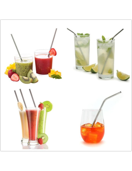 Popotes de Acero Inoxidable Reutilizables BGMAXimum - 20 Piezas 17.78 cm