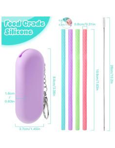 Juego de Pajitas de Silicona Reutilizables Meanplan - 4 Piezas 2