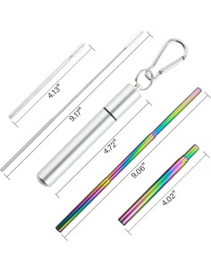 Popotes Reutilizables Plegables Foweroty 2 Unidades Acero Inoxidable 2