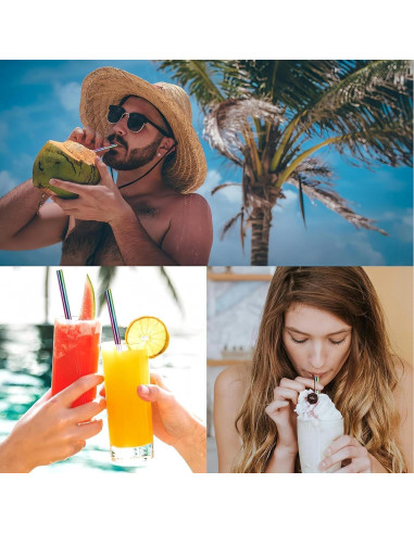 Popotes Reutilizables Plegables Foweroty 2 Unidades Acero Inoxidable