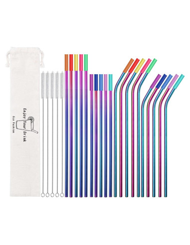 Juego de 20 Pajitas Reutilizables de Acero Inoxidable MUTNITT
