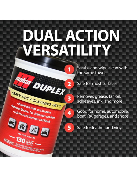 Toallitas de limpieza Malco Duplex Heavy Duty 130 unidades