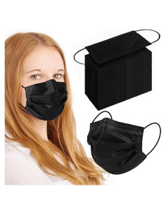Mascarillas Desechables Negras 100 Pcs Fancrout 3 Capas
