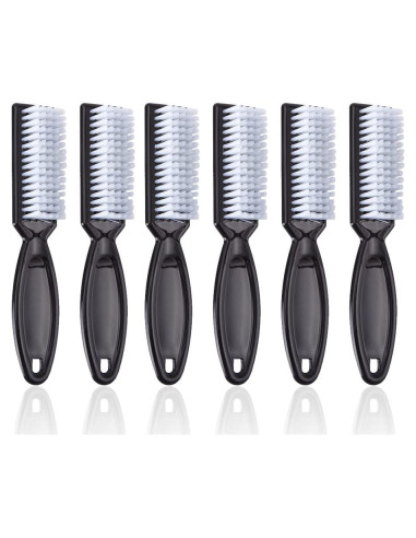 6 Cepillos Limpiadores de Uñas SQULIGT con Mango Agarre Negro