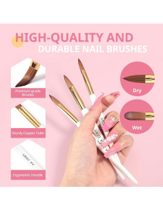 Juego de Pinceles Acrílicos AIRSEE 3 Piezas 8/10/14 para Uñas 2