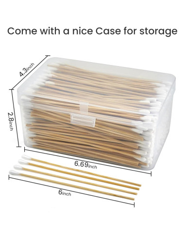500 Bastones de Algodón ElELing 15.24 cm en Caja Almacenamiento