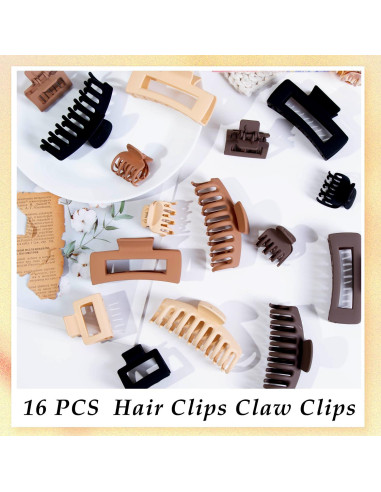 16 Clips de Cabello Grandes FDBJulyy - Antideslizantes y Vintage
