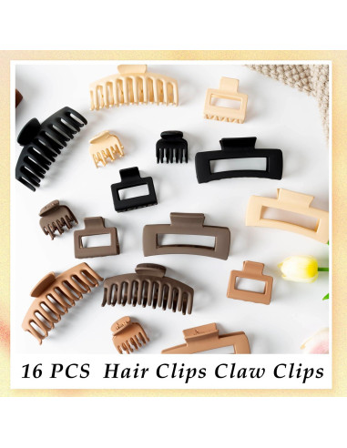 16 Clips de Cabello Grandes FDBJulyy - Antideslizantes y Vintage