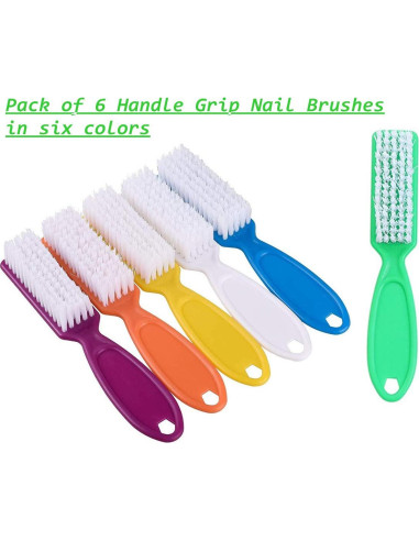 6 Cepillos de Uñas con Mango Agarre SQULIGT - Colores Variados