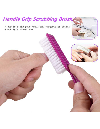 6 Cepillos de Uñas con Mango Agarre SQULIGT - Colores Variados