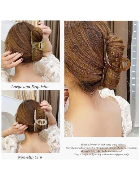 Pinzas de Pelo Grande FAELBATY - 4 Colores, 13x5.5 cm Pinzas de Pelo Grande FAELBATY - 4 Colores, 13x5.5 cm