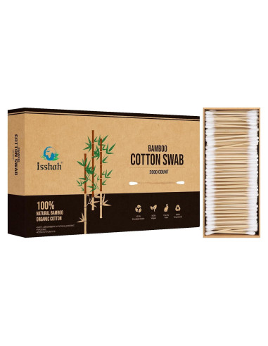 Hisopos de Algodón de Bambú Isshah - 2000 Unidades Eco Amigables