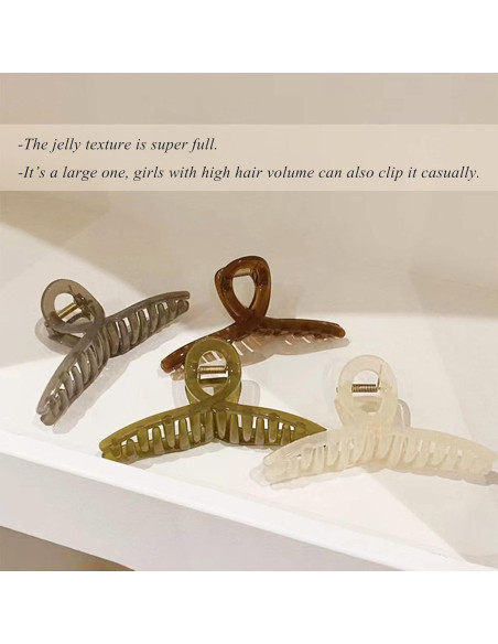 Pinzas de Pelo Grande FAELBATY - 4 Colores, 13x5.5 cm Pinzas de Pelo Grande FAELBATY - 4 Colores, 13x5.5 cm