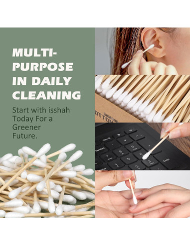Hisopos de Algodón de Bambú Isshah - 2000 Unidades Eco Amigables