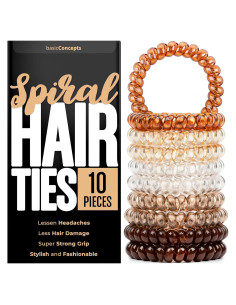 Tiras de Cabello en Espiral Basic Concepts - 10 Piezas, Marrón