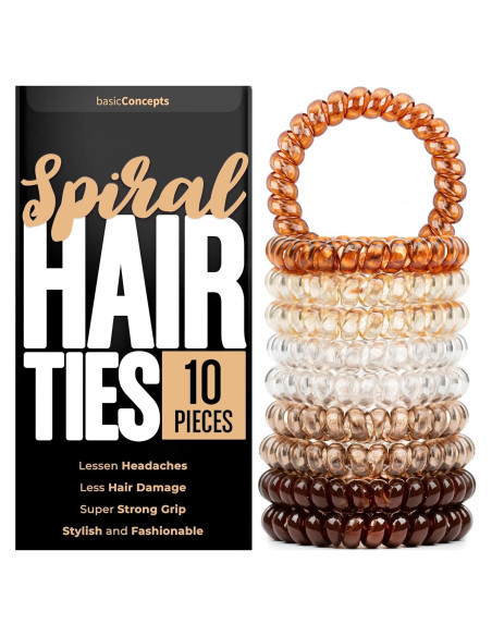 Tiras de Cabello en Espiral Basic Concepts - 10 Piezas, Marrón Tiras de Cabello en Espiral Basic Concepts - 10 Piezas, Marrón