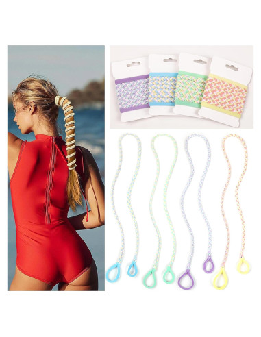 Tiras de cabello elásticas deportivas Ivyu - 4 colores trenzados