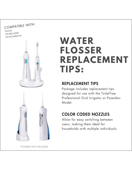 Consejos de Reemplazo ToiletTree para Irrigador Oral Poseidon - Paquete de 4